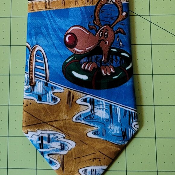 David Taylor Necktie with Santa & Reindeer in the Swimming Pool - Picture 3 of 4